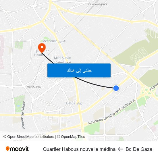 Bd De Gaza to Quartier Habous nouvelle médina map