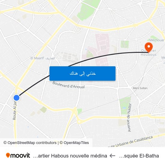 Mosquée El-Batha to Quartier Habous nouvelle médina map