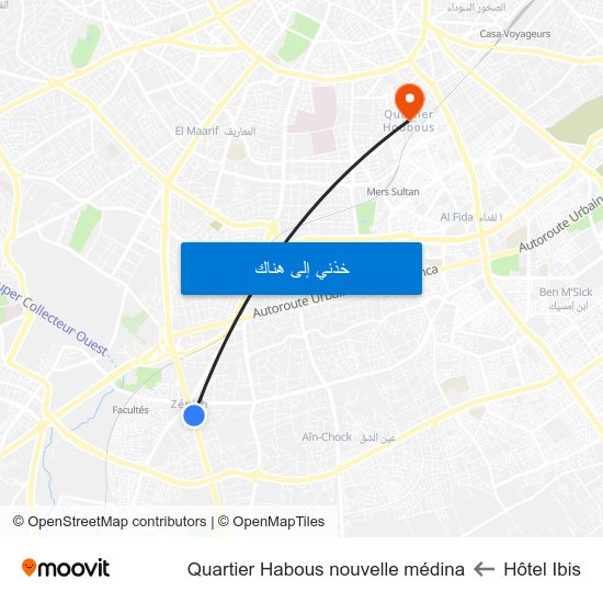 Hôtel Ibis to Quartier Habous nouvelle médina map