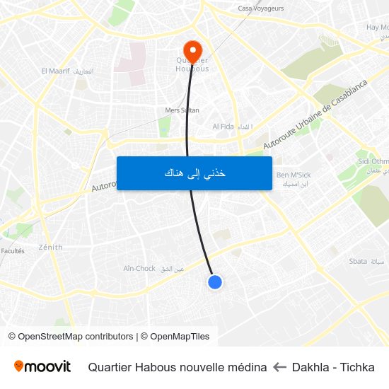 Dakhla - Tichka to Quartier Habous nouvelle médina map