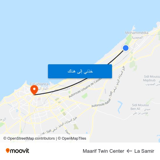 La Samir to Maarif Twin Center map