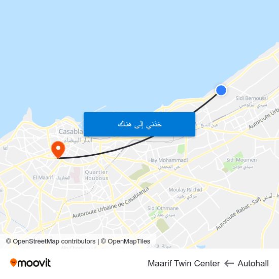 Autohall to Maarif Twin Center map