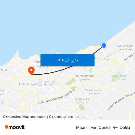 Dalila to Maarif Twin Center map