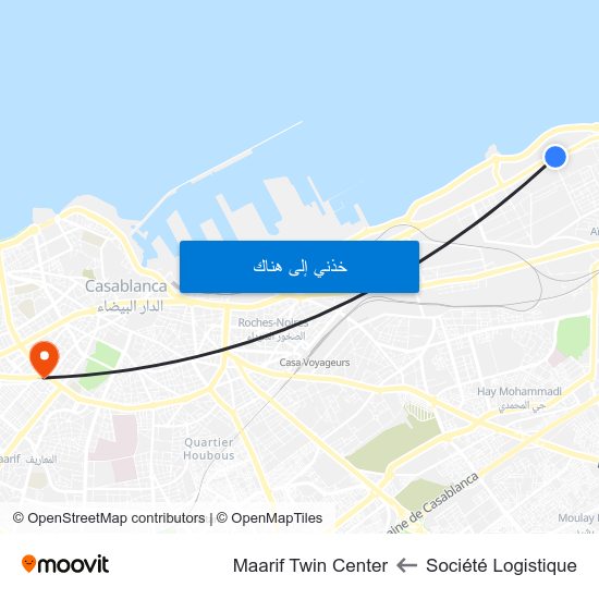 Société Logistique to Maarif Twin Center map