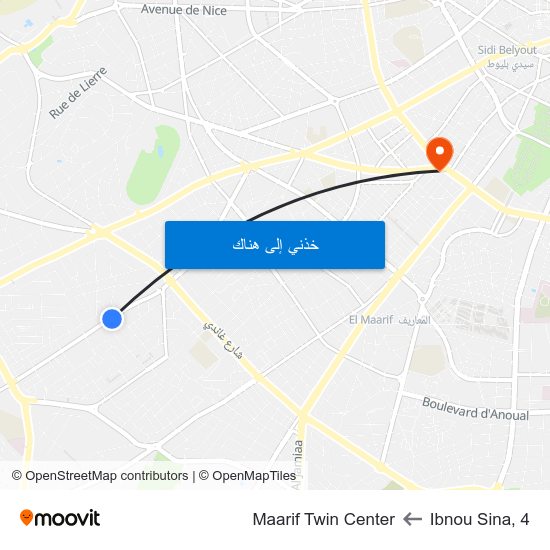 Ibnou Sina, 4 to Maarif Twin Center map