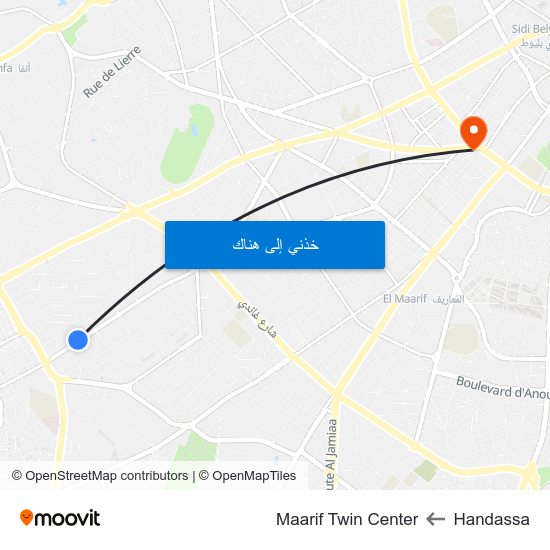 Handassa to Maarif Twin Center map