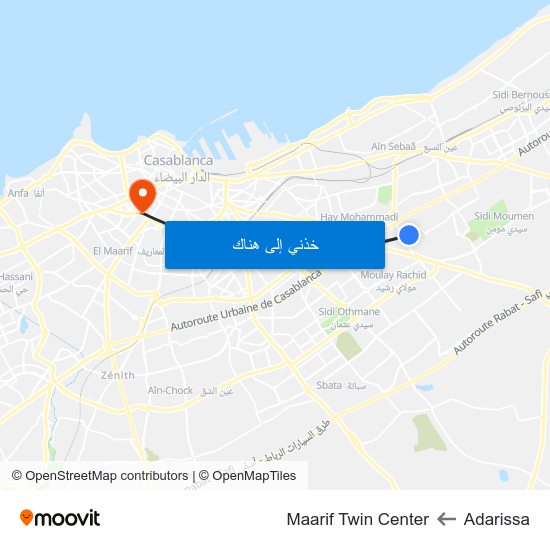 Adarissa to Maarif Twin Center map