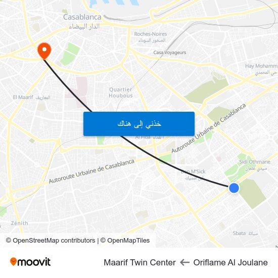 Oriflame Al Joulane to Maarif Twin Center map