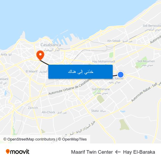 Hay El-Baraka to Maarif Twin Center map