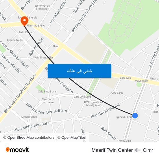 Cimr to Maarif Twin Center map