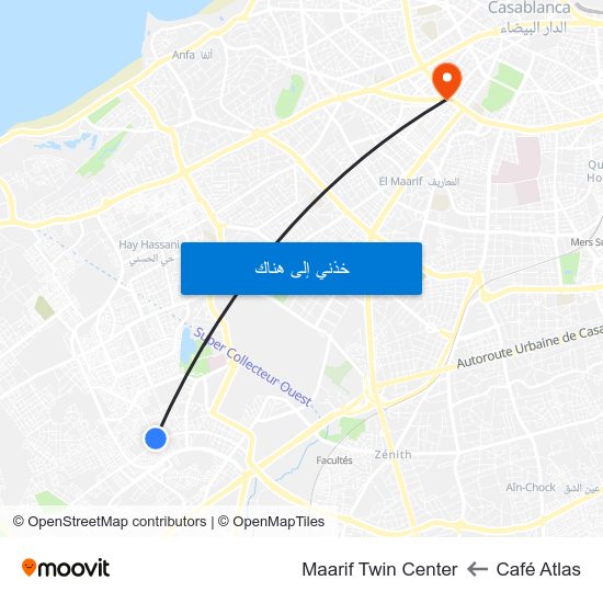 Café Atlas to Maarif Twin Center map