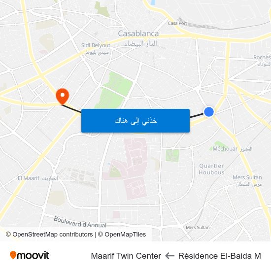 Résidence El-Baida M to Maarif Twin Center map