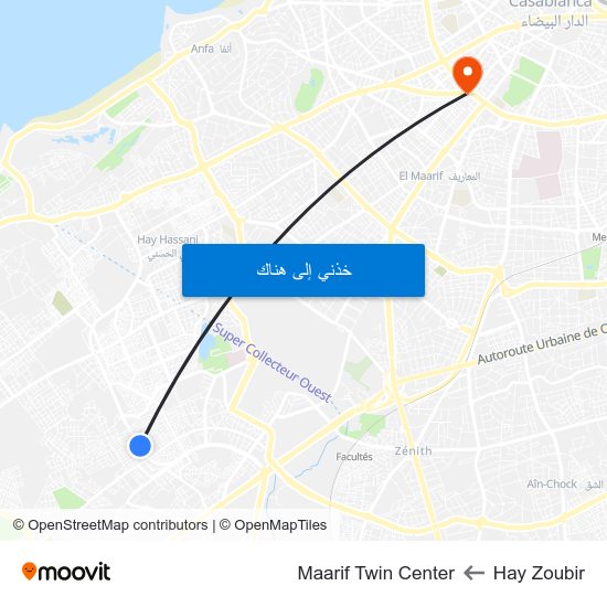 Hay Zoubir to Maarif Twin Center map