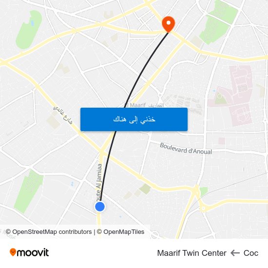 Coc to Maarif Twin Center map