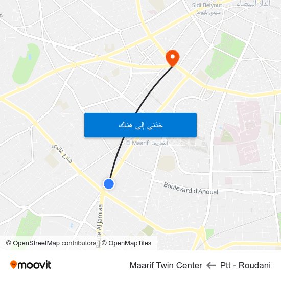 Ptt - Roudani to Maarif Twin Center map