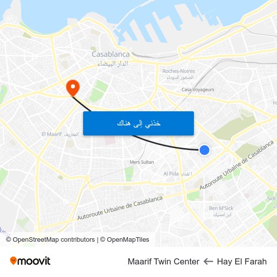 Hay El Farah to Maarif Twin Center map