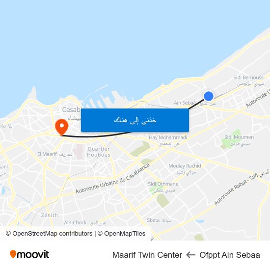 Ofppt Ain Sebaa to Maarif Twin Center map