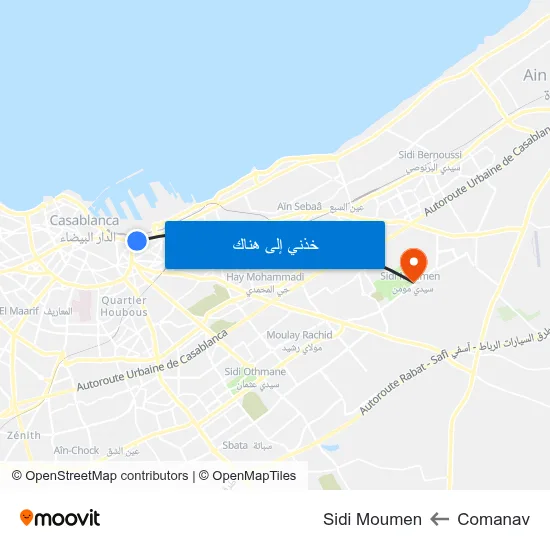 Comanav to Sidi Moumen map