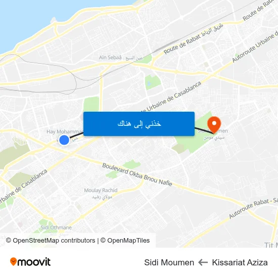 Kissariat Aziza to Sidi Moumen map
