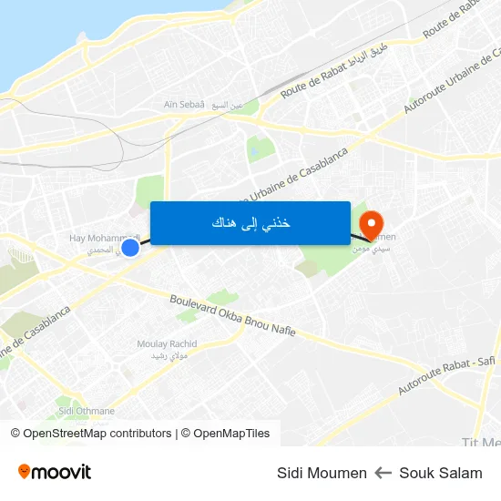 Souk Salam to Sidi Moumen map