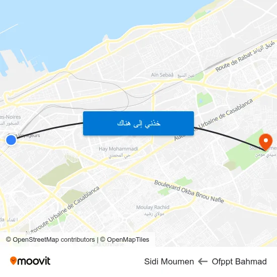 Ofppt Bahmad to Sidi Moumen map