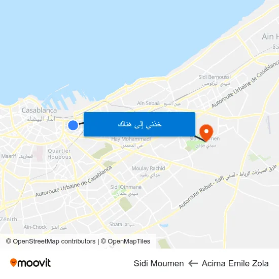 Acima Emile Zola to Sidi Moumen map