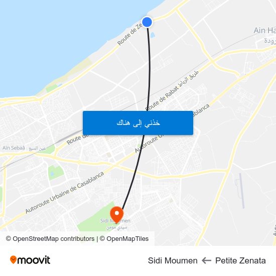Petite Zenata to Sidi Moumen map