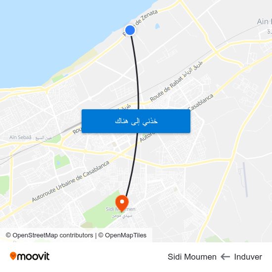 Induver to Sidi Moumen map