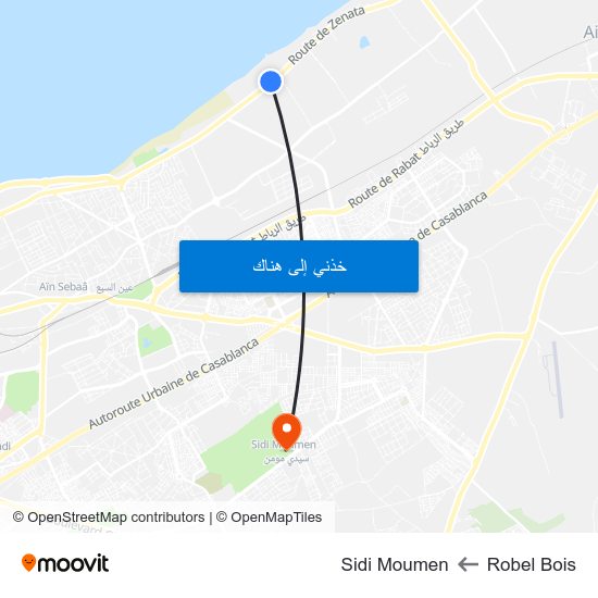 Robel Bois to Sidi Moumen map