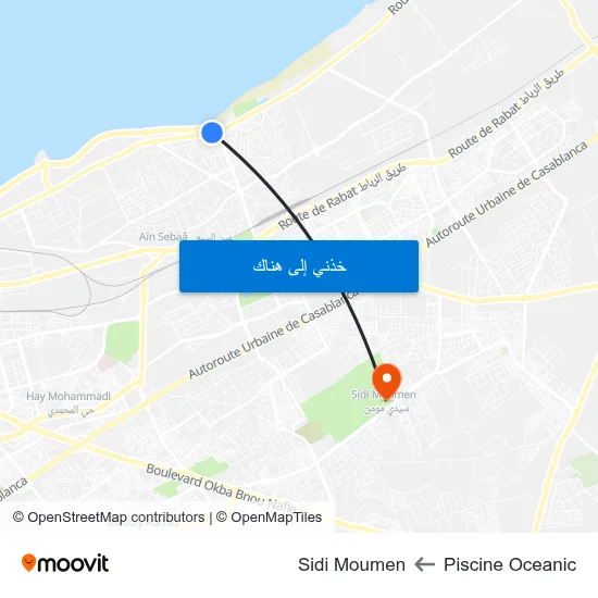 Piscine Oceanic to Sidi Moumen map