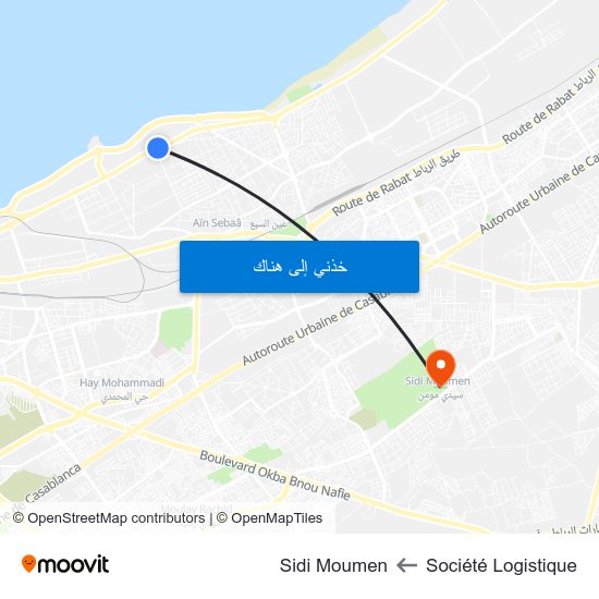 Société Logistique to Sidi Moumen map