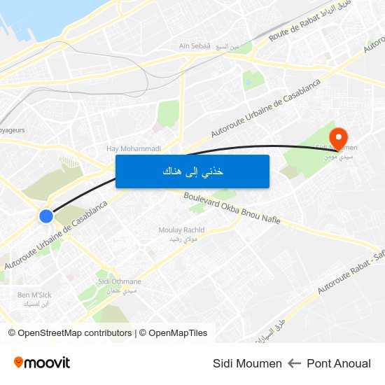 Pont Anoual to Sidi Moumen map