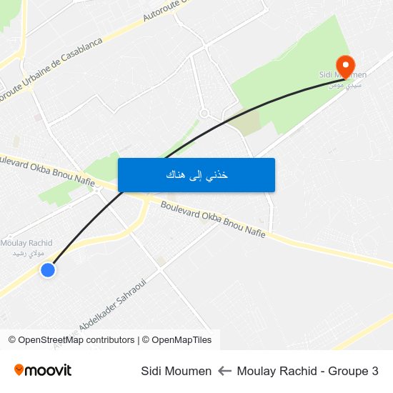 Moulay Rachid - Groupe 3 to Sidi Moumen map