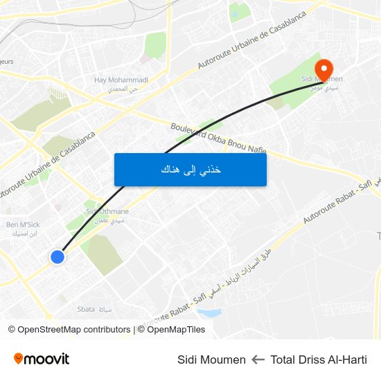 Total Driss Al-Harti to Sidi Moumen map