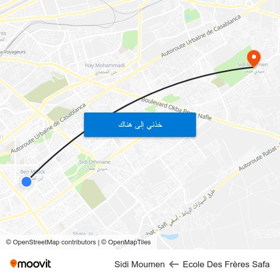 Ecole Des Frères Safa to Sidi Moumen map