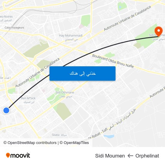 Orphelinat to Sidi Moumen map