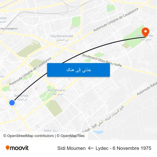 Lydec - 6 Novembre 1975 to Sidi Moumen map