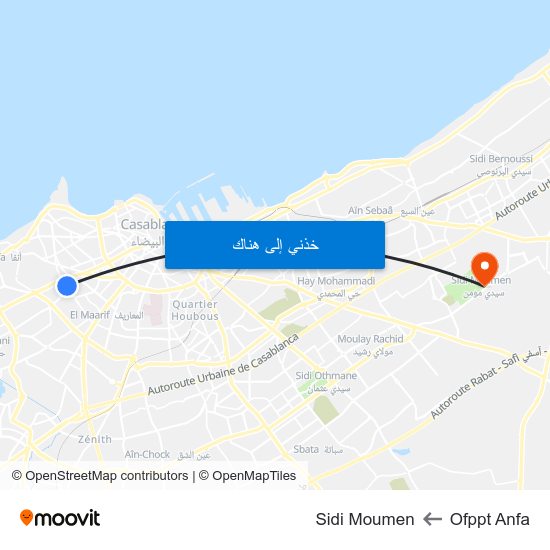 Ofppt Anfa to Sidi Moumen map