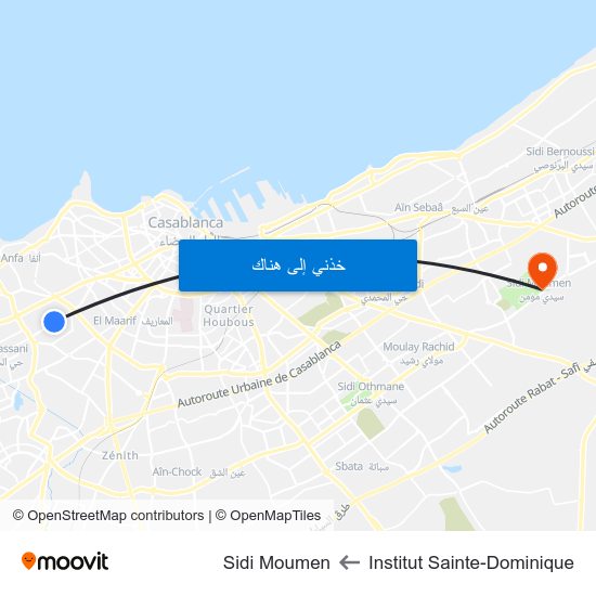 Institut Sainte-Dominique to Sidi Moumen map