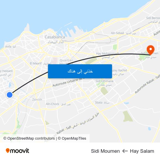 Hay Salam to Sidi Moumen map