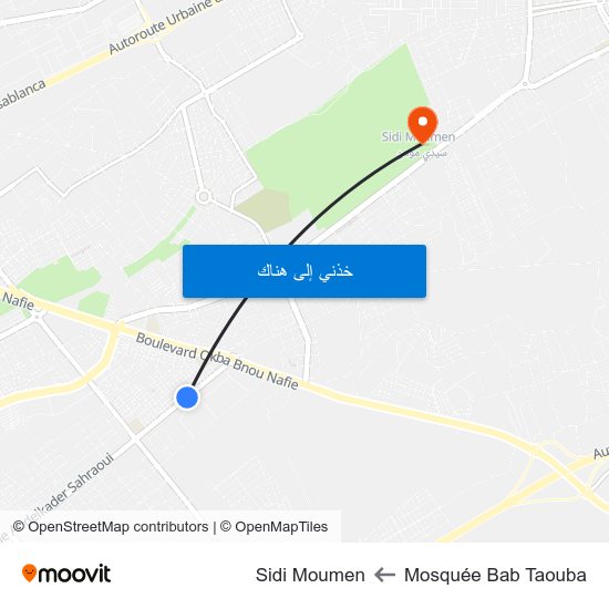 Mosquée Bab Taouba to Sidi Moumen map