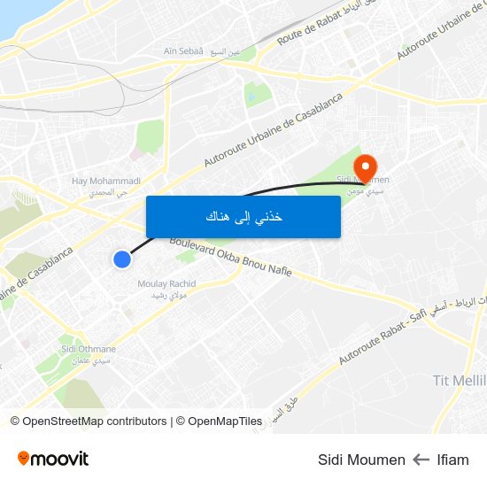 Ifiam to Sidi Moumen map