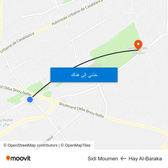 Hay Al-Baraka to Sidi Moumen map