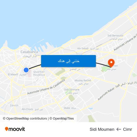Cimr to Sidi Moumen map