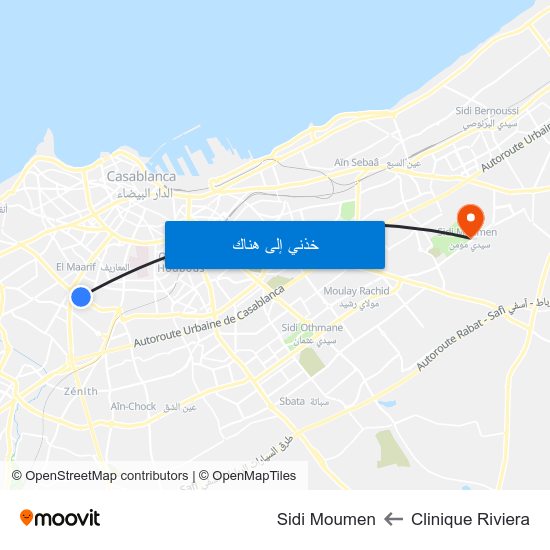 Clinique Riviera to Sidi Moumen map