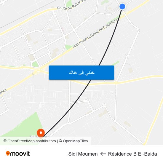 Résidence B El-Baida to Sidi Moumen map