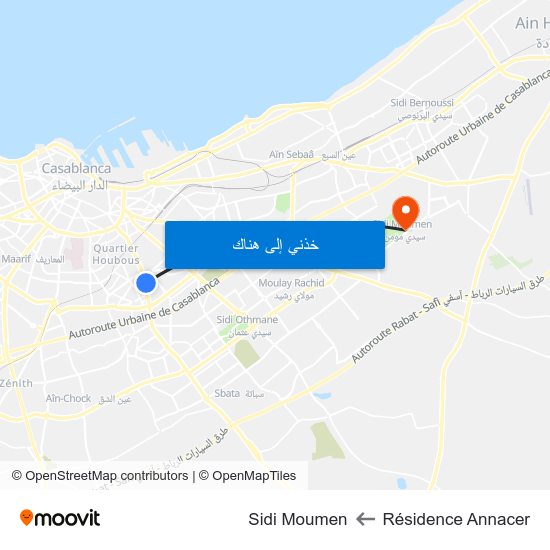 Résidence Annacer to Sidi Moumen map