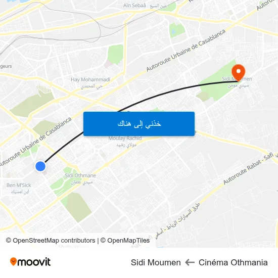 Cinéma Othmania to Sidi Moumen map