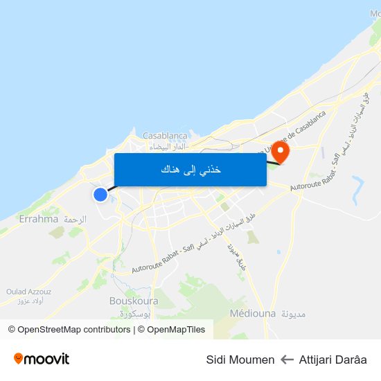 Attijari Darâa to Sidi Moumen map