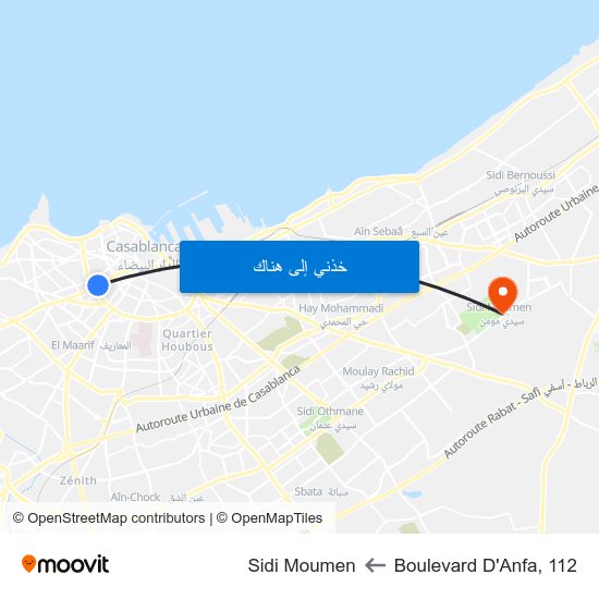 Boulevard D'Anfa, 112 to Sidi Moumen map